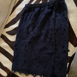 Elie Tahari Dark Blue Lace Pencil Skirt